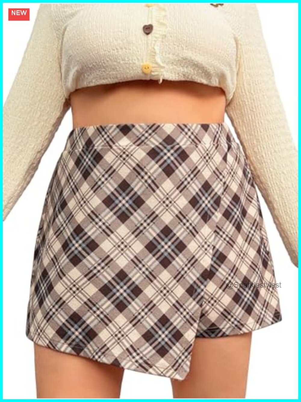 Plus Size Asymmetrical Skorts High Waisted Skirt Shorts Stretch